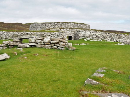 Clickimin broch in Lerwick, Shetland Islands. The Broch of Clickimin (also Clickimin or Clickhimin) is a large, well-preserved broch. It is situated on the south shore of the Clickimin Loch. It is one of the best preserved broch sites in Shetland.