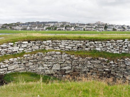 Clickimin broch in Lerwick, Shetland Islands. The Broch of Clickimin (also Clickimin or Clickhimin) is a large, well-preserved broch. It is situated on the south shore of the Clickimin Loch. It is one of the best preserved broch sites in Shetland.