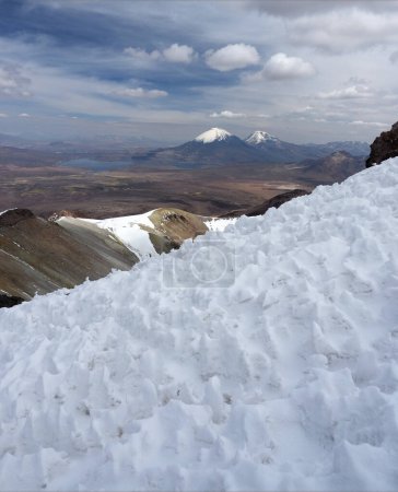 Volcano Cerro Acotango, in Bolivia. Climbing the Cerro Acotango, at border between Bolivia and Chile. 6052 meters high, with stunning views of the volcanoes Sajama and Parinacota. 