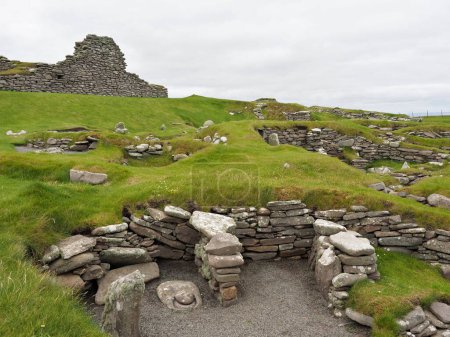 Jarlshof, Prehistoric archaeological site and Norse Settlement. Shetland islands. Scotland. Jarlshof is one of the most remarkable archaeological sites ever excavated in Britain. It contains remains dating from 2500 BC up to the 17th century AD.