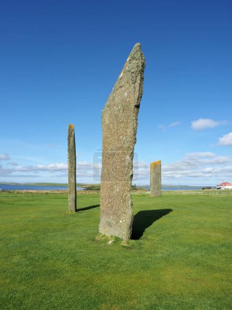 Photo for Standing stones of Stenness. Neolithic monument. Orkney Islands. Scotland. This may be the oldest henge site in the British Isles.The Stones of Stenness are part of the Heart of Neolithic Orkney World Heritage Site. - Royalty Free Image