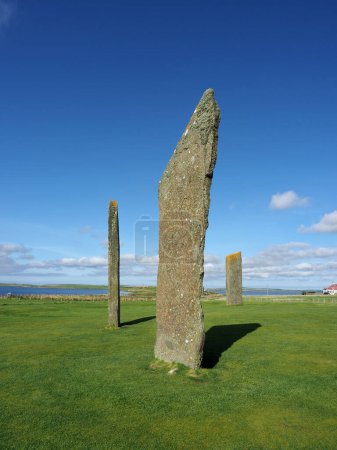 Photo for Standing stones of Stenness. Neolithic monument. Orkney Islands. Scotland. This may be the oldest henge site in the British Isles.The Stones of Stenness are part of the Heart of Neolithic Orkney World Heritage Site. - Royalty Free Image