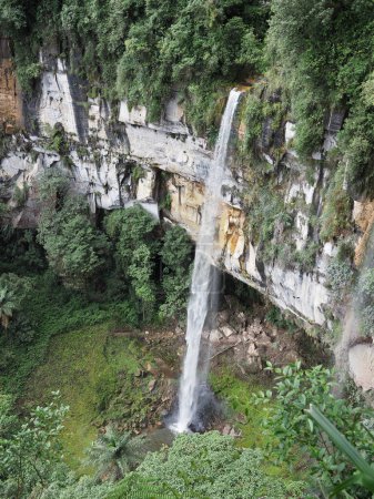 Foto de Yumbilla Falls. Perú. Yumbilla Falls es una cascada ubicada en la región norte peruana de Amazonas. Se considera la quinta cascada más alta del mundo, con 895 m de altura. - Imagen libre de derechos