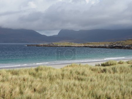 Luskentyre Beach or Luskentyre Sands. Isle of Harris. Outer Hebrides, Scotland. Luskentyre is one of the most spectacular beaches of the United Kingdom with miles of white sand and green-blue water.