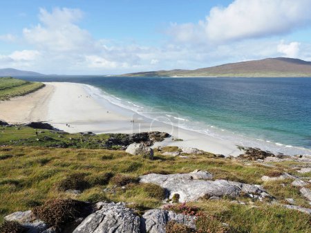 Photo for Luskentyre Beach or Luskentyre Sands. Isle of Harris. Outer Hebrides, Scotland. Luskentyre is one of the most spectacular beaches of the United Kingdom with miles of white sand and green-blue water. - Royalty Free Image