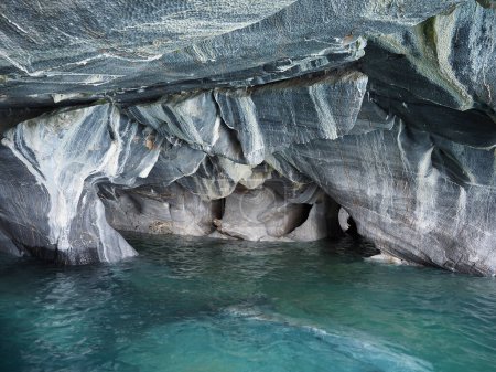 Marble Caves and Cathedral in Patagonia. Puerto Rio Tranquilo, in Chile. Over 6,200 years, the huge marble deposits on the edge of the General Carrerra Lake have been worn away by the water, creating caves, tunnels, and huge columns of pure marble. 