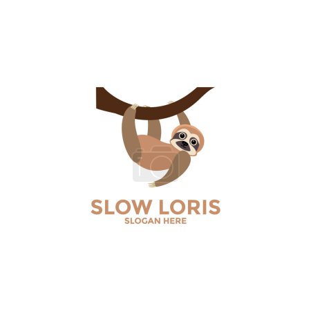 Loris Logo Vektor Symbol, Slow Loris Logo Unternehmen, Kukang oder Loris Vektor Logo Vorlage