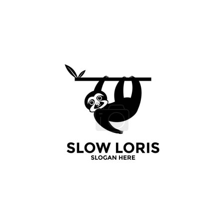 Loris Logo Vektor Symbol, Slow Loris Logo Unternehmen, Kukang oder Loris Vektor Logo Vorlage