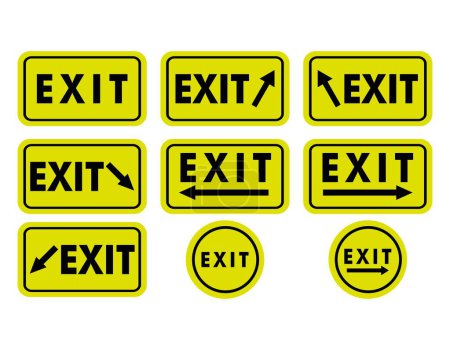 Exit sign vector, set of exit sign icon