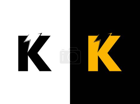 Illustration for K logo energy vector for identity company. initial letter volt template vector illustration for your brand. - Royalty Free Image