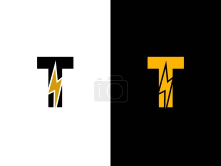 Illustration for T logo energy vector for identity company. initial letter volt template vector illustration for your brand. - Royalty Free Image