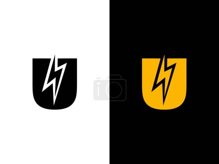Illustration for U logo energy vector for identity company. initial letter volt template vector illustration for your brand. - Royalty Free Image