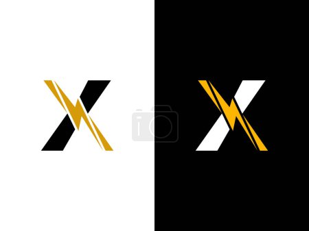 Illustration for X logo energy vector for identity company. initial letter volt template vector illustration for your brand. - Royalty Free Image