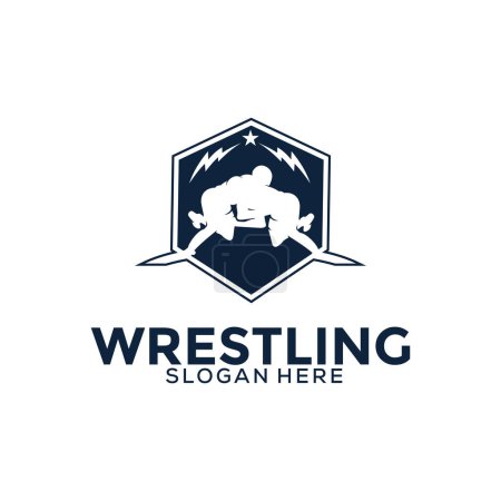 Illustration for Wrestling logo template, Wrestling Sport logo vector template - Royalty Free Image