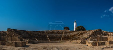 Photo for Old amphitheater and lighthouse in Cyprus - Royalty Free Image