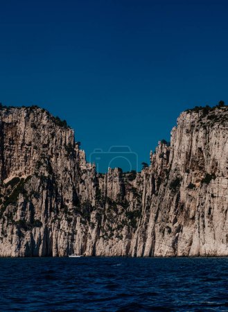 Majestic limestone cliffs rising from the Mediterranean Sea