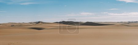 Expansive sandy dunes under clear blue sky, Sahara near Siwa Oasis, Egypt