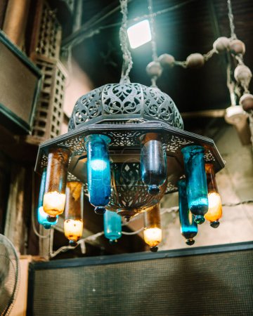 Decorative lamps in Alley in Khan el-Khalili in Cairo Egypt	