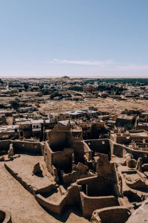Overlooking modern and ancient structures in Siwa Oasis, Egypt