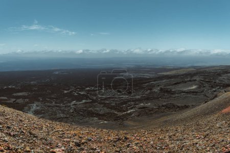 View from the summit of Volcano Chico on Isla Isabela in the Galapagos Islands, Ecuador,