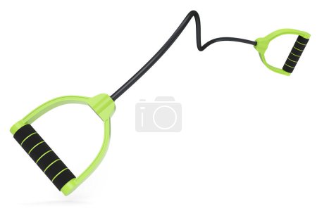 Photo for Hand expander or resistance band with rubber handle isolated on white background. 3d rendering of sport equipment for fitness, trx and powerlifting - Royalty Free Image