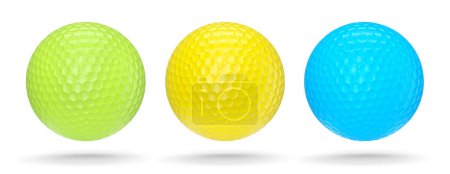 Foto de Juego de pelota de golf en camiseta aislada sobre fondo blanco. 3d representación de accesorios deportivos para juegos de equipo - Imagen libre de derechos