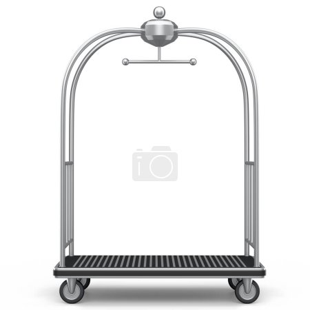Photo for Hotel luggage trolley cart for carrying baggage on white background. 3d render element of hotel service on vacation - Royalty Free Image