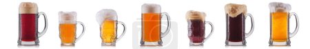 Set of glasses of beer isolated on a white background.