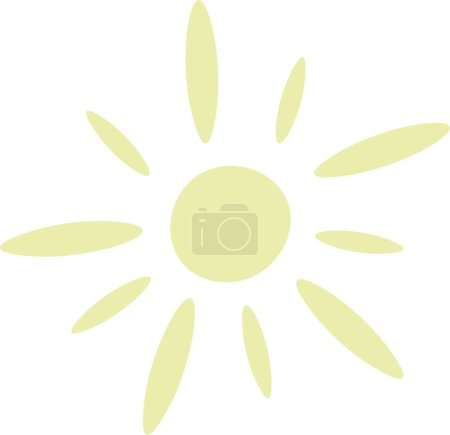 Ilustración del vector solar feliz aislado. Colores amarillos estilo plano. Para la cubierta del libro de impresión o niño 