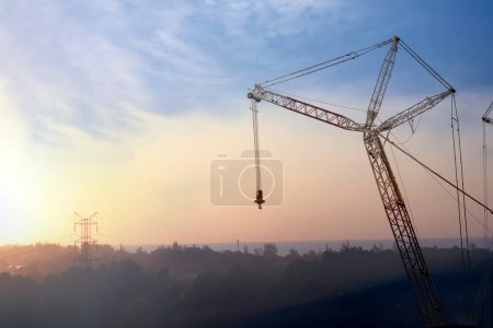 the tower crane hoisting, mobile crane lifting, and jib boom of the crane element are all mentioned are the concept of the construction site practical of the hoisting equipment to build the country.