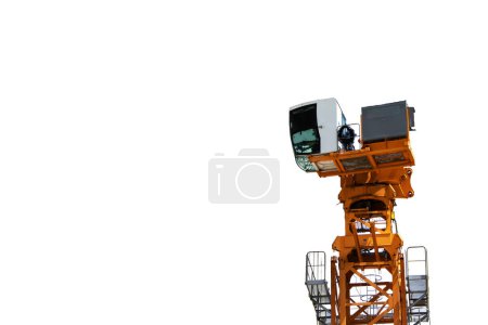 Photo for Bout the tower crane dismantling by emphasizing the cabin and turntable swing - Royalty Free Image