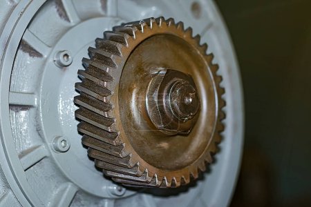 Photo for Motor removed to inspect pinion gear tooth and service. - Royalty Free Image
