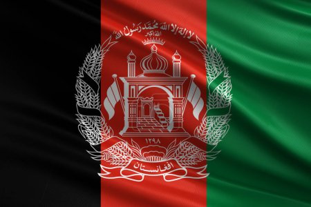 Ilustración 3D Tejido de la bandera de Afganistán en tela de seda