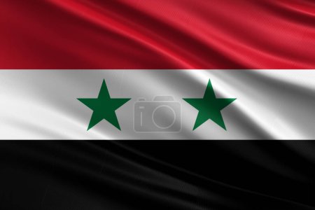3D Illustration Syria Flag Weaving on-Silk Fabric