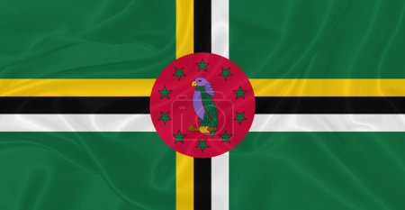 Flagge Dominicas weht in der Luft