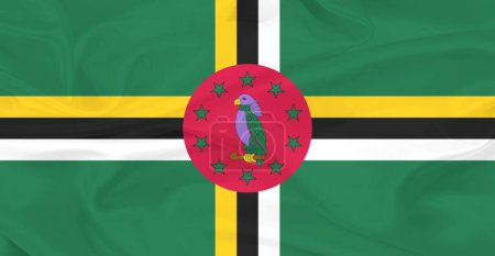 Flag of Dominica Flying in the Air