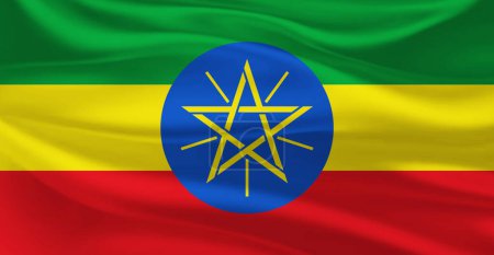 Bandera de Etiopía ondeando en el aire