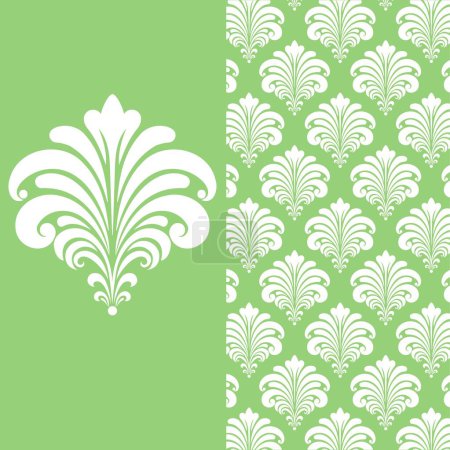 Illustration for Damask pattern in green tones - Royalty Free Image