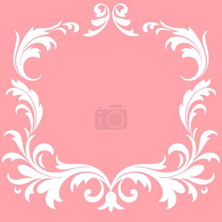 Illustration for Damask pattern frame in pink tones - Royalty Free Image