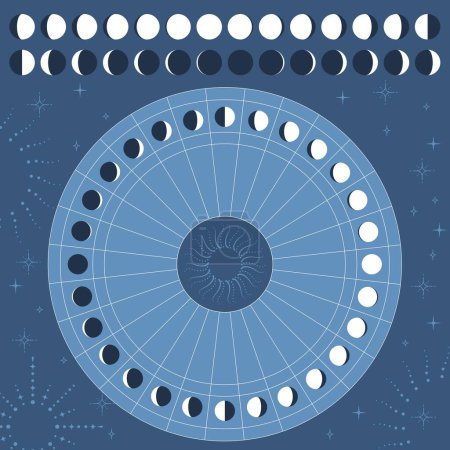Ilustración de Diagrama gráfico lunar en tonos azules - Imagen libre de derechos