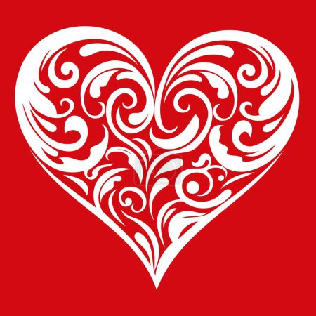 Illustration for Decorative heart damask ornate style - Royalty Free Image