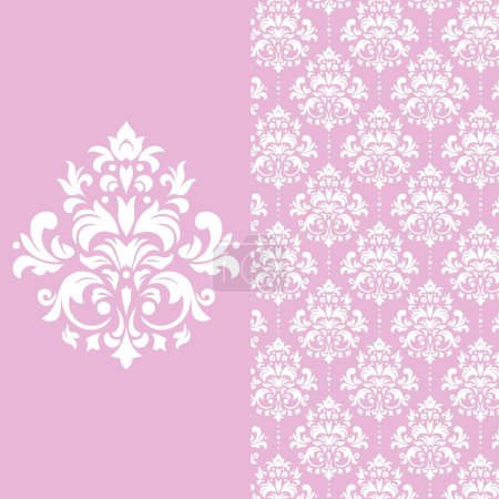 Ilustración de Patrón de damasco en tonos lila - Imagen libre de derechos