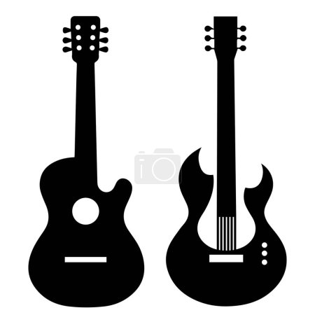 Téléchargez les illustrations : Silhouette de guitare forme moderne minimale - en licence libre de droit