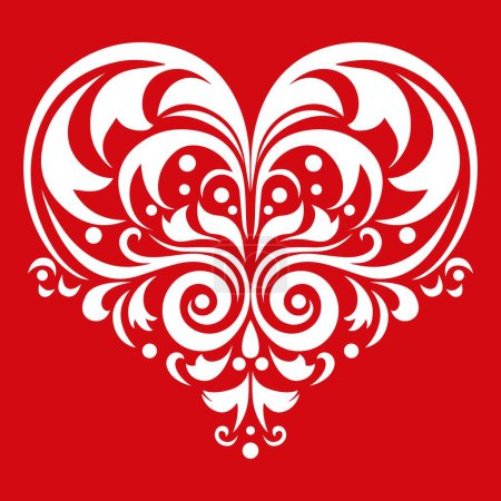 Ilustración de Corazón decorativo damasco estilo ornamentado - Imagen libre de derechos