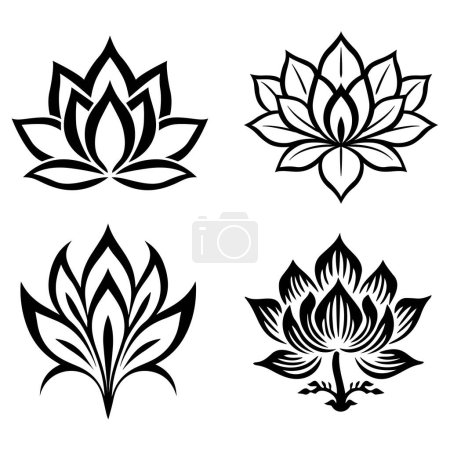 Illustration for Outline lotus flower tattoo style - Royalty Free Image