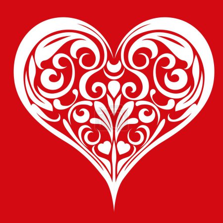 Ilustración de Decorative heart damask ornate style - Imagen libre de derechos