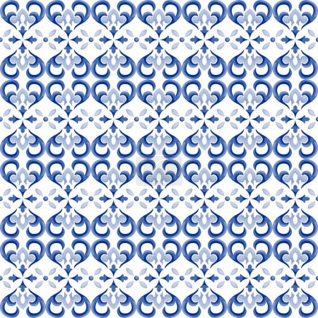 Illustration for Mediterranean pattern blue and yellow theme - Royalty Free Image