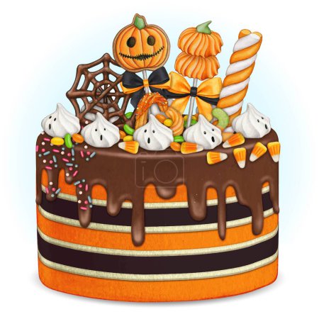 Ilustración de Watercolor halloween pumpkin spice cup - Imagen libre de derechos