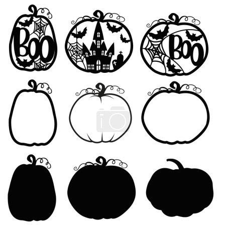Ilustración de Halloween vector decorativo siluetas de calabaza - Imagen libre de derechos