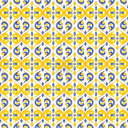 Téléchargez les illustrations : Modèle méditerranéen thème bleu et jaune - en licence libre de droit